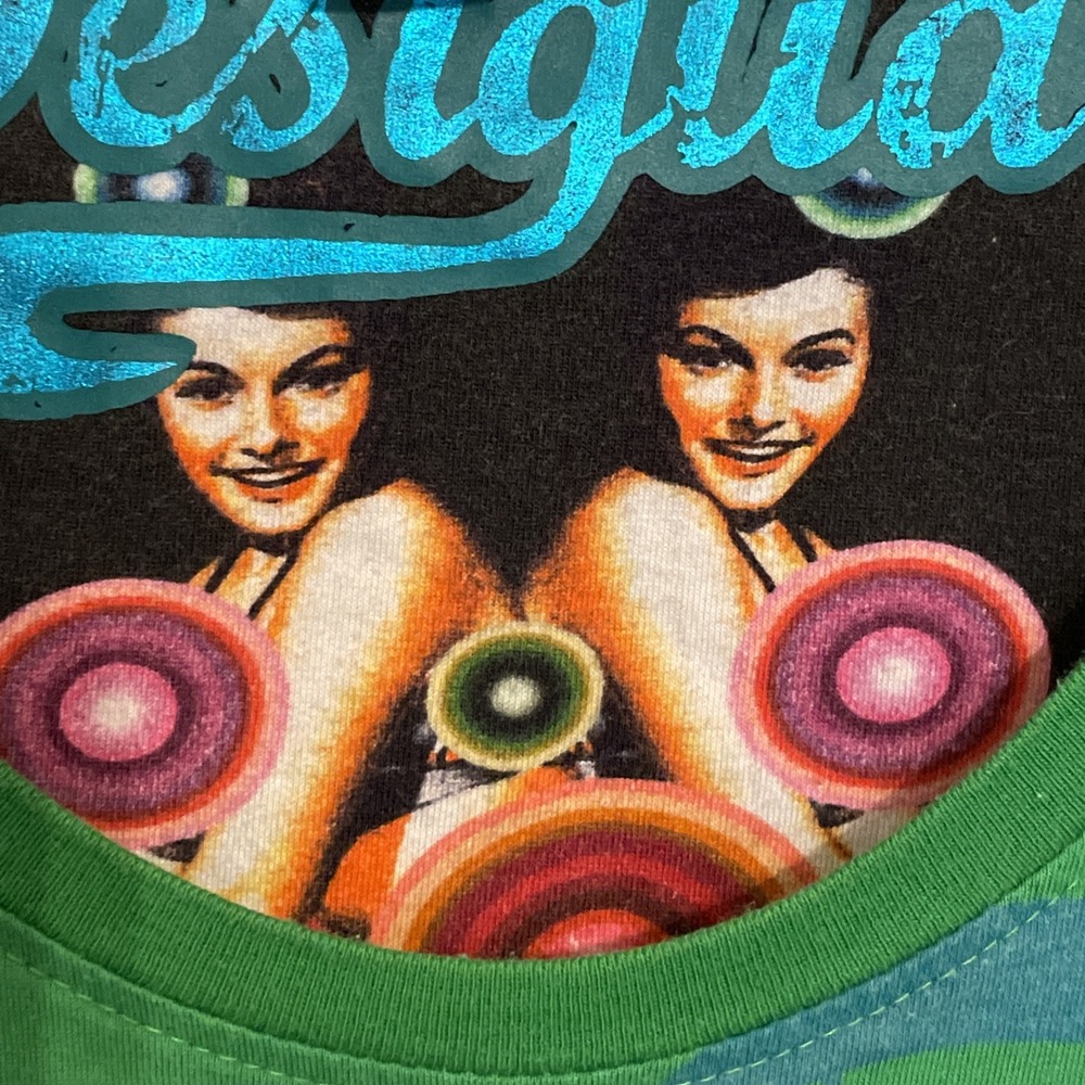 Vintage Desigual Green long sleeve tshirt colorful embroidered Medium
